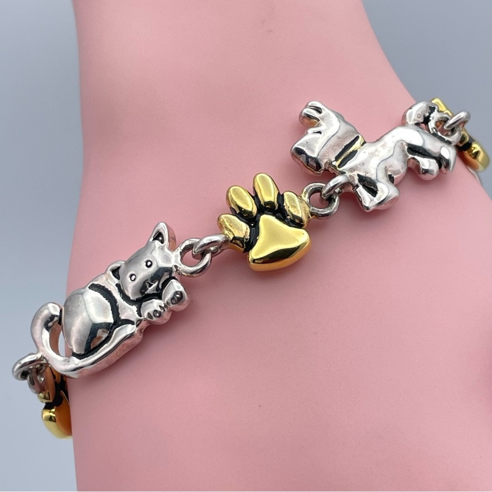 Premier Designs Pet Lover Bracelet – Cat & Dog Charms w/ Gold Paw Accents